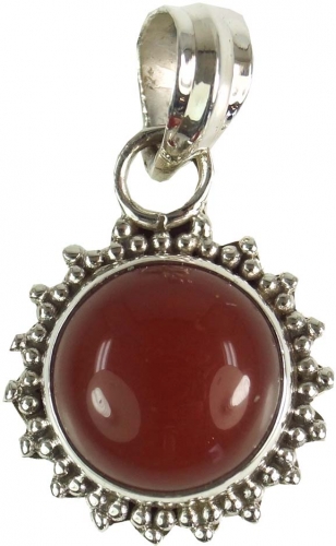 Silver pendant, small boho sun pendant - carnelian - 1,5x1,5x0,5 cm  1,5 cm