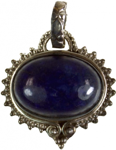 Silberanhnger, indischer Boho Kettenanhnger - Lapilazuli - 1,6x2x0,7 cm 
