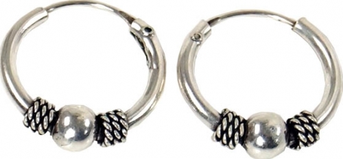 Ethno earrings, boho silver hoop earrings, hoop earrings - 1.2 cm