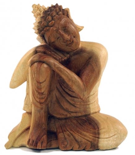 Sitzender Buddha, Holzbuddha, Buddha Statue, Handarbeit 22 cm - Design 6