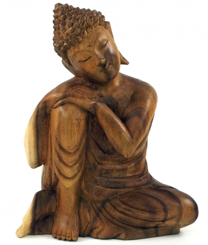 Sitzender Buddha, Holzbuddha, Buddha Statue, handarbeit 28 cm - Design 9