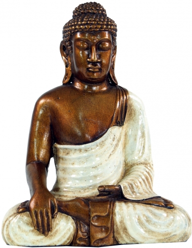Sitting Buddha in Bhuimsparsha Mudra made of Recin - white - 30x24x12 cm 
