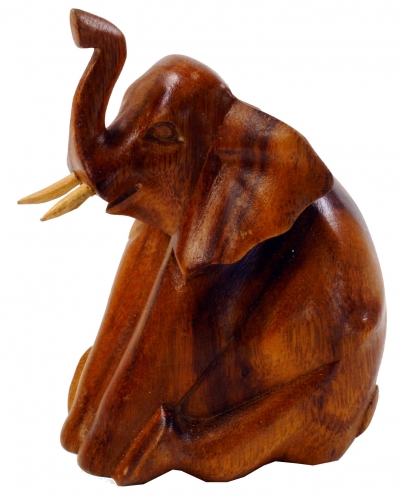 Sitting decorative wooden elephant - 12x10x7 cm 