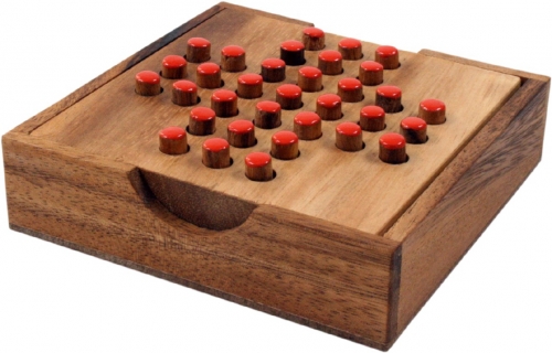 Brettspiel, Gesellschaftsspiel aus Holz - Solitr - 3x14x14 cm 