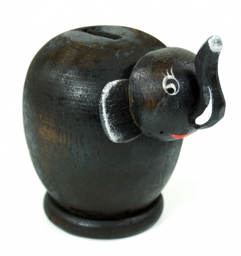 Crazy wooden money box, painted by hand - Elephant 2 - 12x10x10 cm 