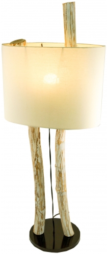 Stehlampe / Stehleuchte, in Bali handgefertigt aus Naturmaterial, Holz, Baumwolle - Modell Kupang - 100x37x20 cm 