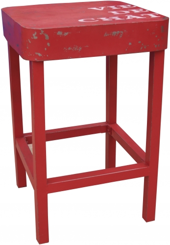 High table, side table made of lacquered metal - red - 110x71x71 cm 