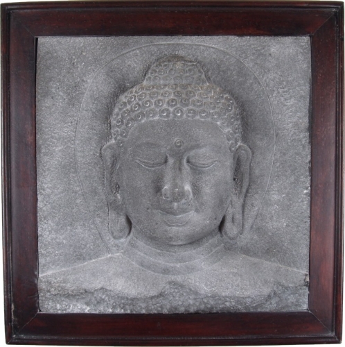 Steinbild Buddha - Buddha grau - 37x37x6 cm 