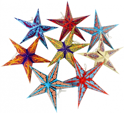8 pcs. star for fairy lights, paper mini stars 20 cm set, foldable - multicolored