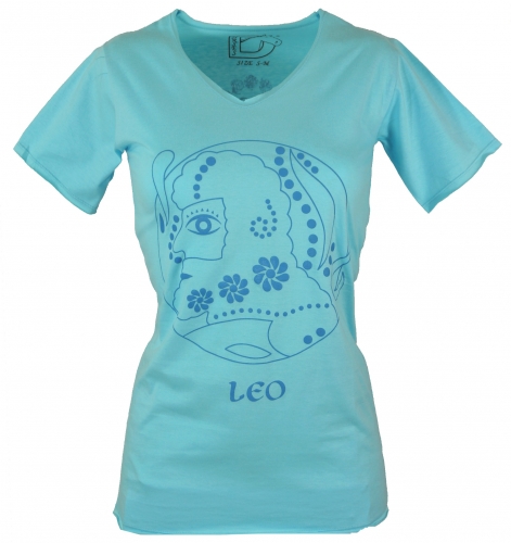 Astrological sign T-shirt `Lion` - turquoise