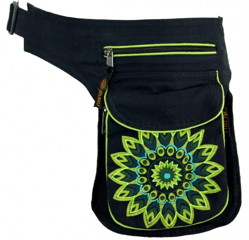 Fabric sidebag belt bag Mandala, Goa belt bag, fanny pack - lemon - 25x20x4 cm 