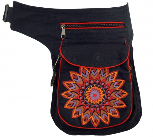 Fabric sidebag belt bag Mandala, Goa belt bag, fanny pack - red - 27x20x3 cm 