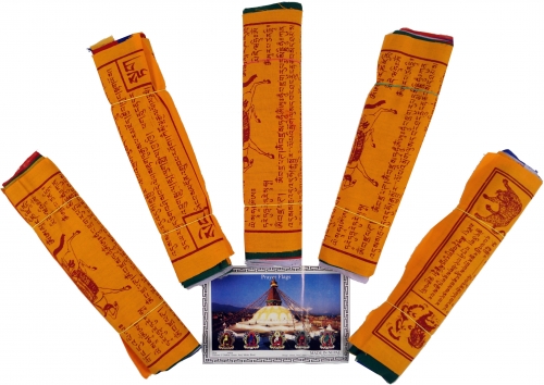 Gebetsfahnen (Tibet) 5 Stck Sparpack Gebetsfahnen in verschiedenen Lngen - 10 Wimpel/Baumwolle