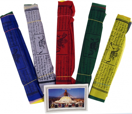 Prayer flags (Tibet) 5 pieces economy pack prayer flags in different lengths - 10 pennants/viscose