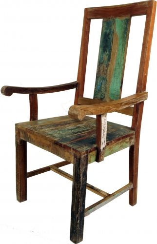 Stuhl mit Armlehne aus Recycle Holz im Vintgage Design - Modell 14 - 110x61x45 cm 