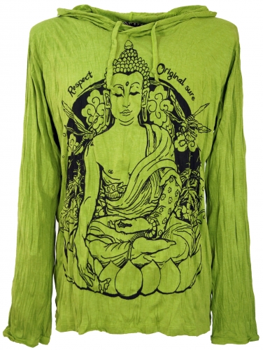 Sure Langarmshirt, Kapuzenshirt Meditation Buddha - lemon