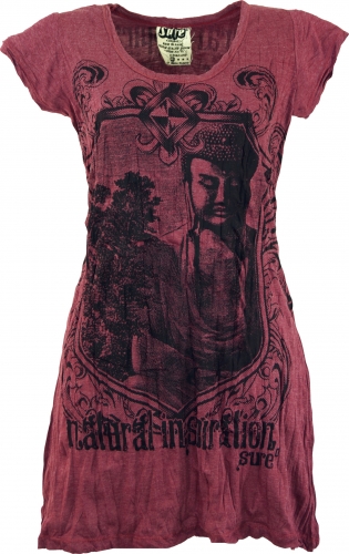 Sure long shirt, mini dress Bodhi tree Buddha - bordeaux