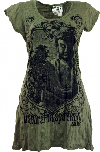 Sure long shirt, mini dress Bodhi tree Buddha - olive