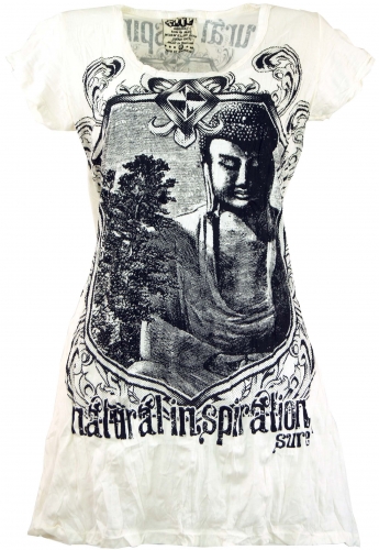 Sure long shirt, mini dress Bodhi tree Buddha - white