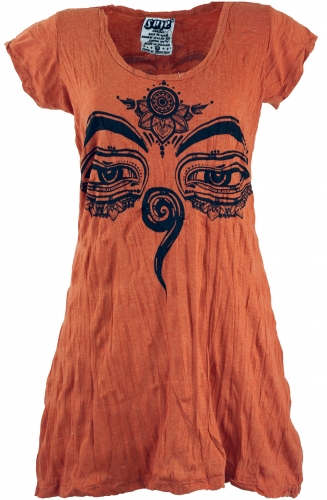 Sure long shirt, mini dress Buddha`s eyes - rust orange