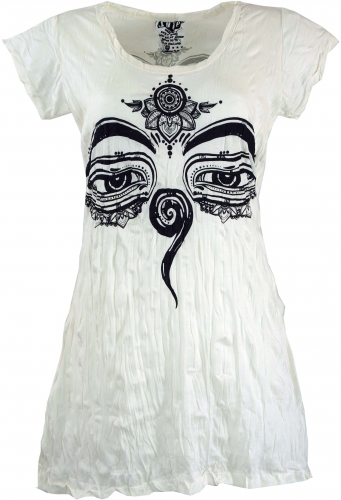 Sure long shirt, mini dress Buddha`s eyes - white