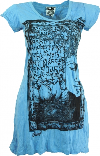 Sure Long Shirt, Minikleid Mantra Buddha - hellblau
