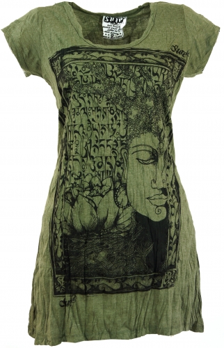 Sure Long Shirt, Minikleid Mantra Buddha - olive