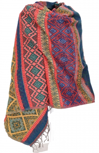 Soft pashmina scarf/stole, shoulder scarf, plaid - Inca pattern colorful - 200x95 cm