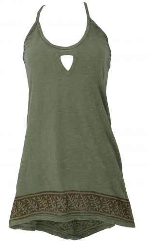 Boho long top, top with great back section - olive green