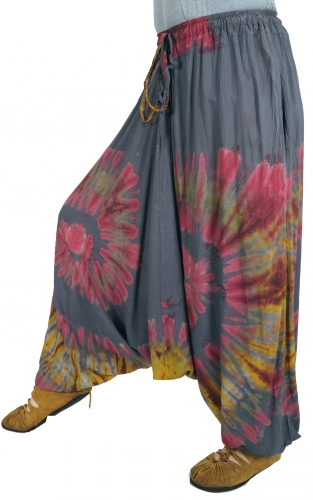 Batik harem pants, aladdin pants, wide summer pants - dove gray