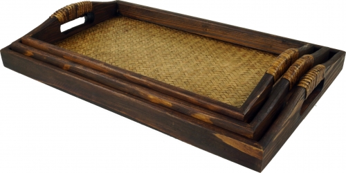 Tray wood/rattan, breakfast tray Serving tray with wooden frame Rattan wickerwork