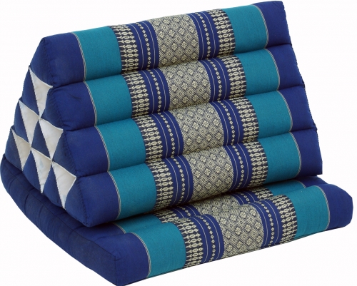 Thaikissen, Dreieckskissen, Kapok, Tagesbett mit 1 Auflage - blau - 30x50x75 cm 