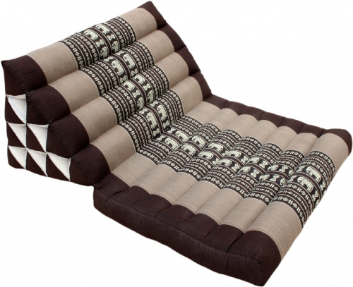Thai cushion, triangular cushion, kapok, day bed with 1 cushion - Elephant brown - 30x50x75 cm 