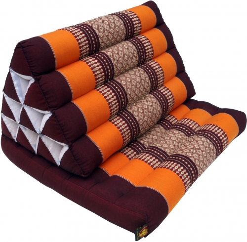 Thaikissen, Dreieckskissen, Kapok, Tagesbett mit 1 Auflage - braun/orange - 30x50x75 cm 