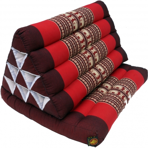 Thaikissen, Dreieckskissen, Kapok, Tagesbett mit 1 Auflage - braun/rot - 30x50x75 cm 