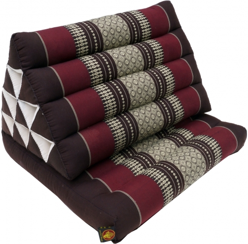 Thai cushion, triangular cushion, kapok, day bed with 1 cushion - dark brown/red - 30x50x75 cm 