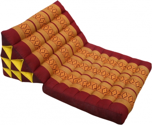 Thai cushion, triangular cushion, kapok, day bed with 1 cushion - dark red/gold - 30x50x75 cm 