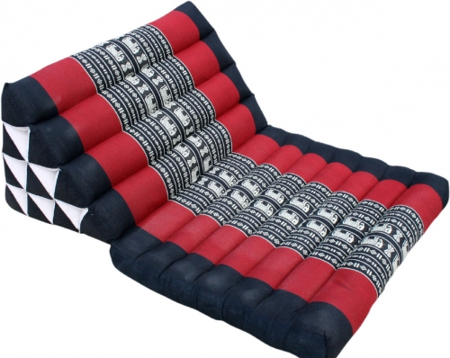 Thaikissen, Dreieckskissen, Kapok, Tagesbett mit 1 Auflage - Elefant schwarz/rot - 30x50x75 cm 