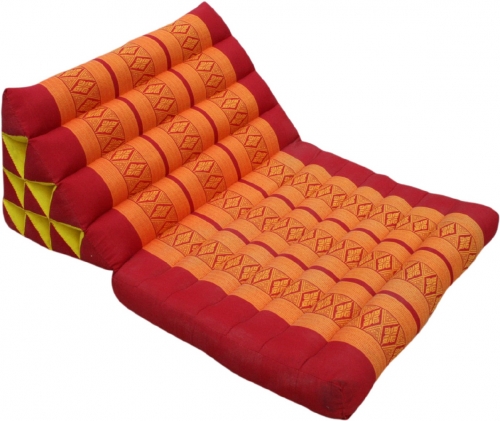 Thaikissen, Dreieckskissen, Kapok, Tagesbett mit 1 Auflage - rot/orange - 30x50x75 cm 