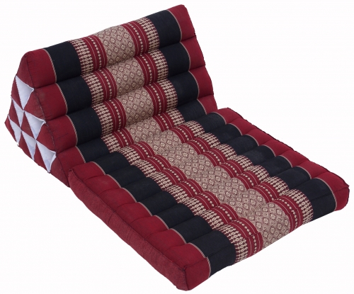 Thaikissen, Dreieckskissen, Kapok, Tagesbett mit 1 Auflage - rot/schwarz - 30x50x75 cm 
