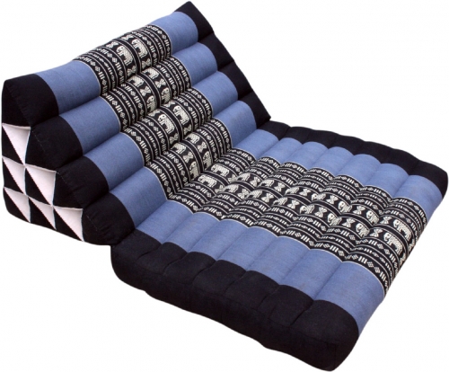Thaikissen, Dreieckskissen, Kapok, Tagesbett mit 1 Auflage - schwarz/blau - 30x50x75 cm 