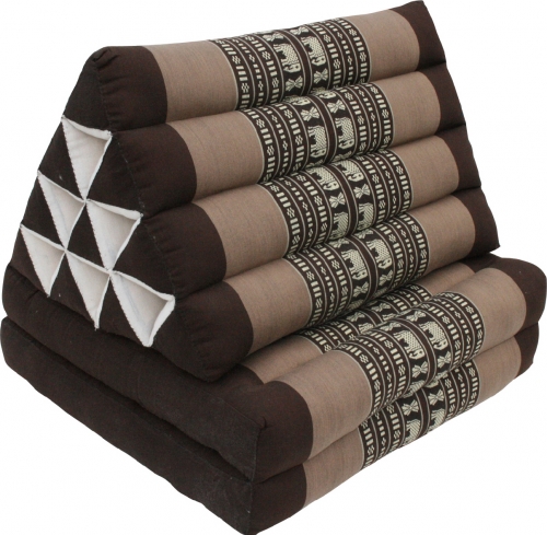 Thai cushion, triangle cushion, kapok, day bed with 2 pads - elephant brown - 30x50x120 cm 