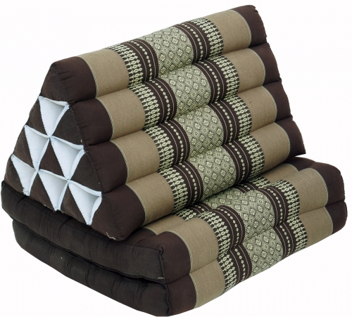 Thai cushion, triangular cushion, kapok, day bed with 2 cushions - brown - 30x50x120 cm 