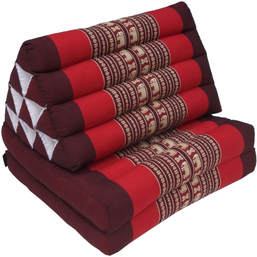 Thai cushion, triangular cushion, kapok, day bed with 2 cushions - brown/red - 30x50x120 cm 