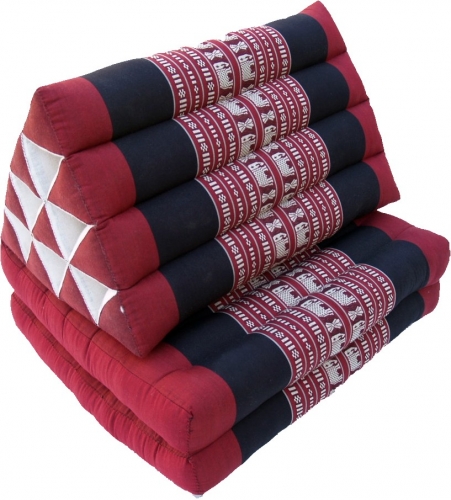 Thai cushion, triangular cushion, kapok, daybed with 2 cushions - elephant dark red/black - 30x50x120 cm 