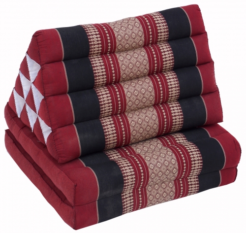 Thai cushion, triangular cushion, kapok, day bed with 2 cushions - dark red/black - 30x50x120 cm 