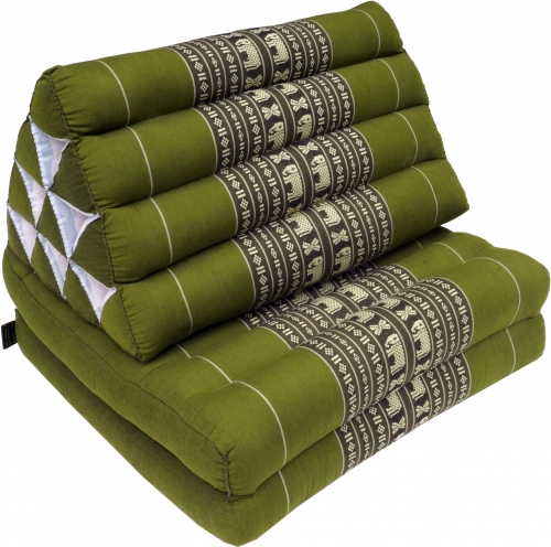 Thai cushion, triangle cushion, kapok, day bed with 2 pads - henna green - 30x50x120 cm 