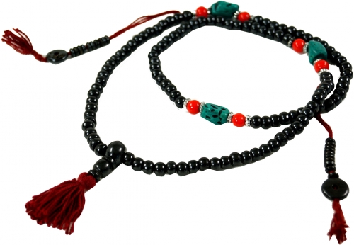 Tibetische Gebetskette, buddhistische Mala Halskette mit trkisen Perlen - Modell 3 - 80 cm