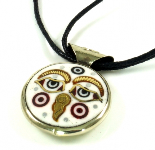 Tibet necklace, Nepal jewelry, amulet with spiral, Buddhist jewelry, yoga jewelry - Buddha eye 2,8 cm