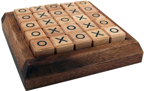 Brettspiel, Gesellschaftsspiel aus Holz - Tic-Tac-Toe - 3x13x13 cm 